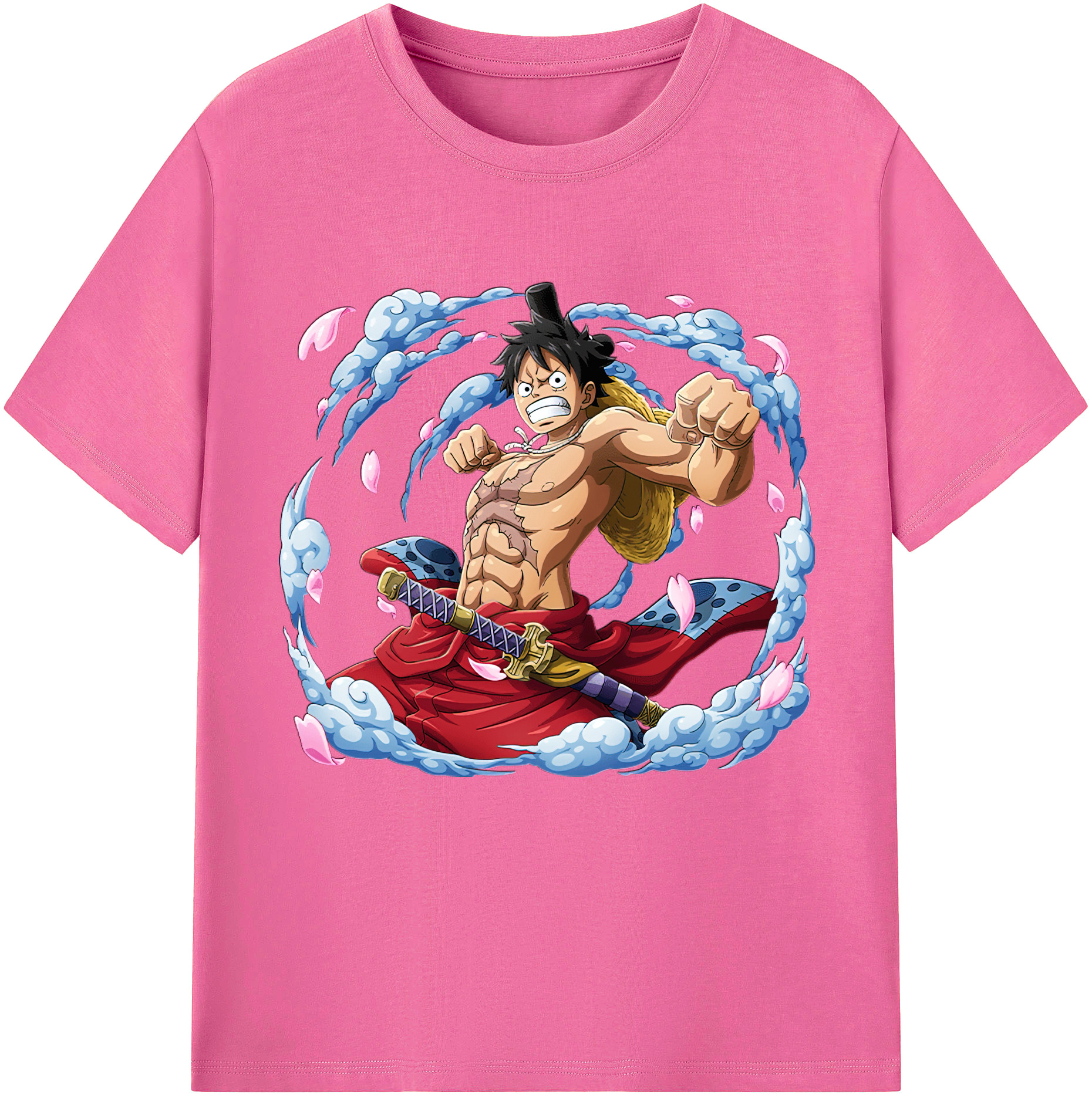ワンピース モンキー・D・ルフィ ONE PIECE Monkey D. Luffy レディースカジュアルプリントTシャツ（綿100％）
